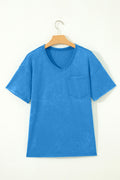 Blue Cotton Mineral Wash T Shirt