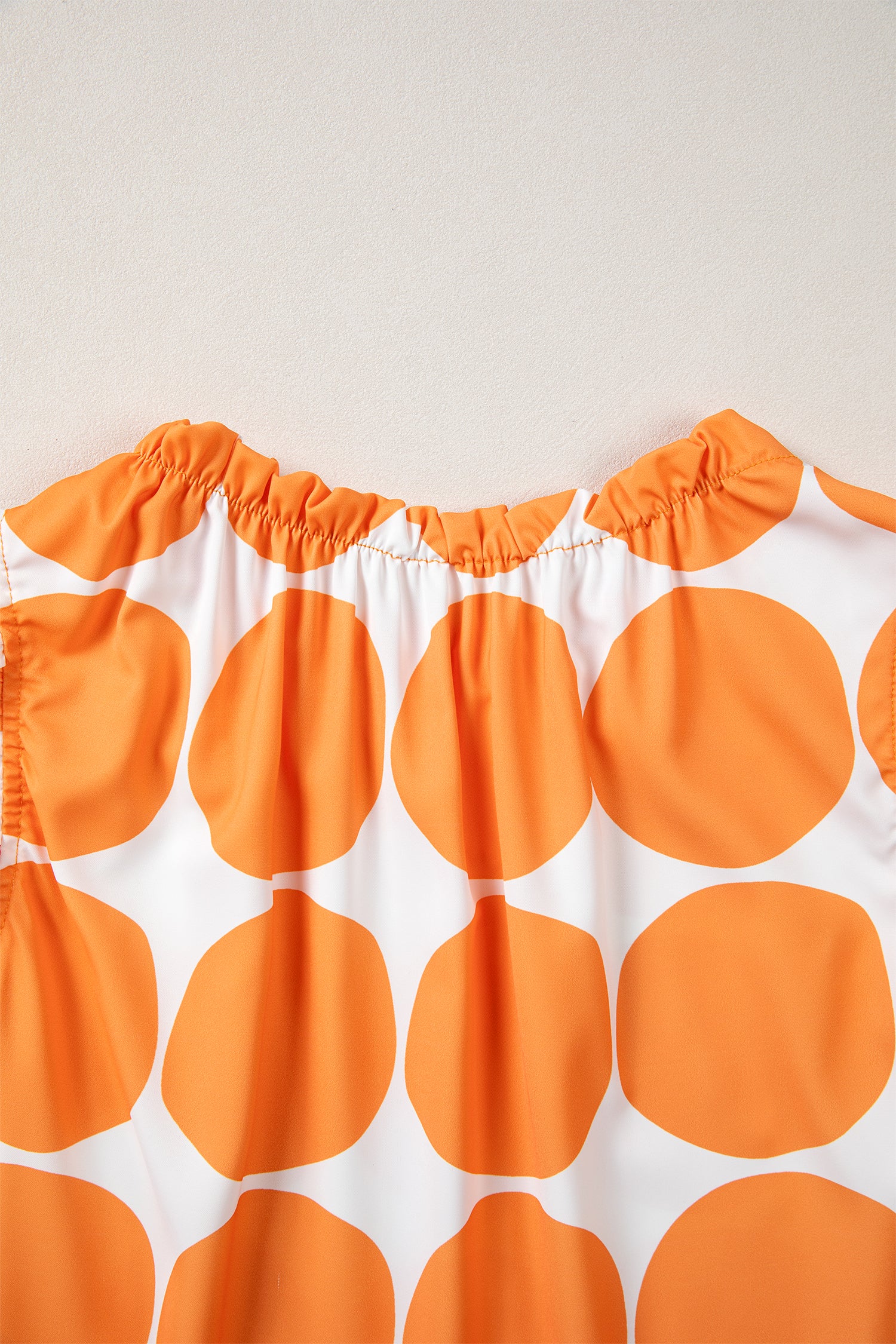 Blue Polka Dot Print Frilled Round Neck Shift Tank Top