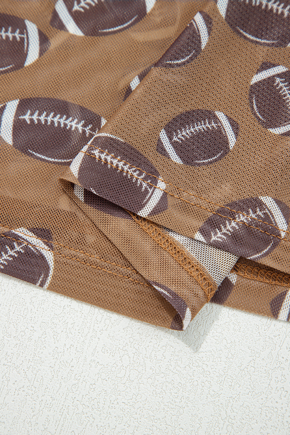 Red Game Day Rugby Mesh Sheer Long Sleeve Top