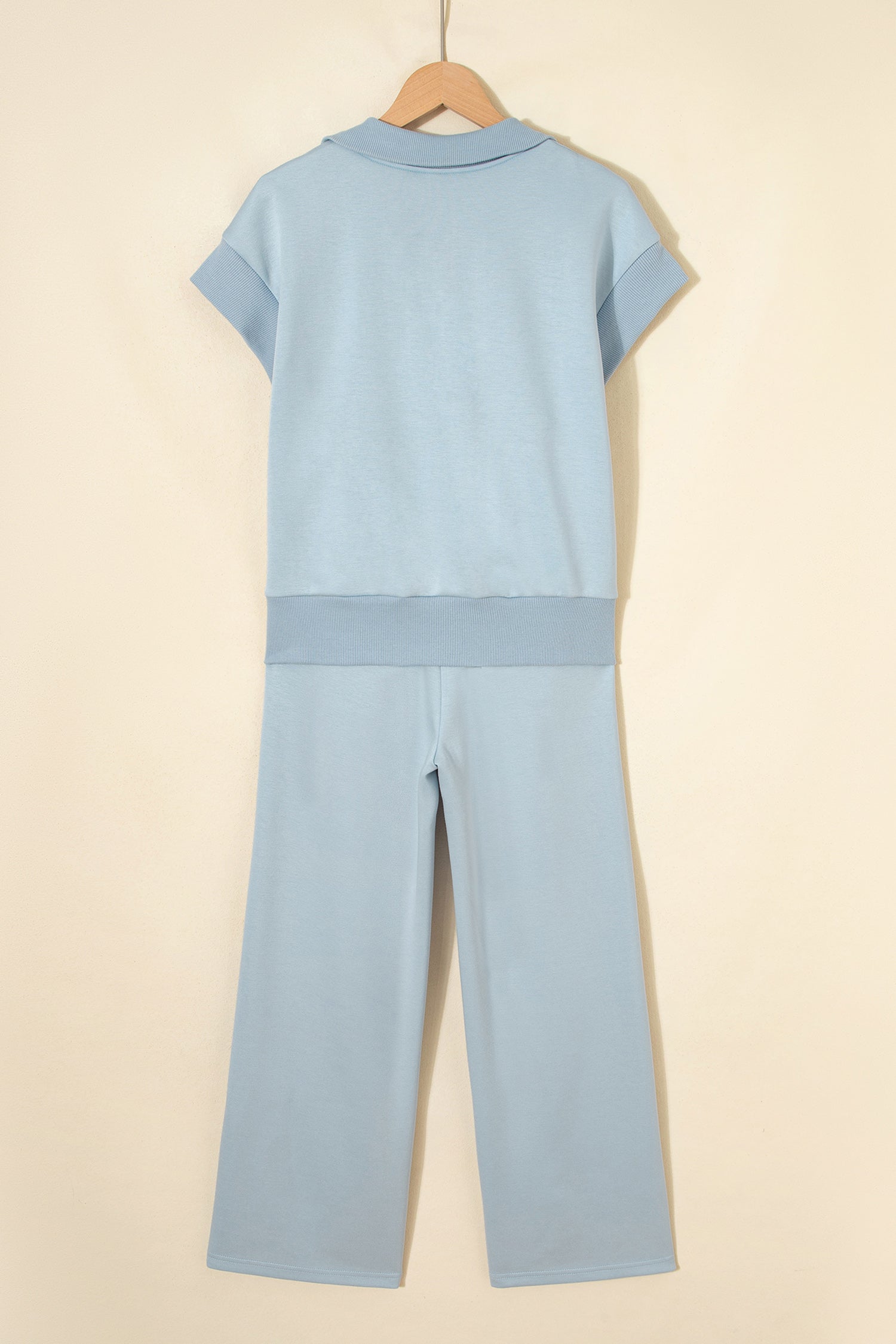 Gray Half Zip Polo Tee Casual Pant Set