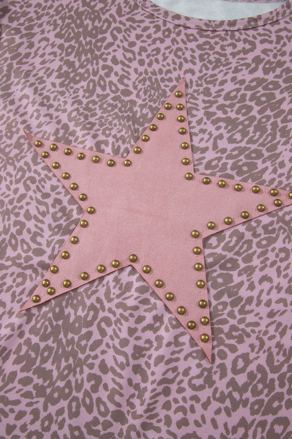 Khaki Leopard Retro Studded Star Patch Loose Tee