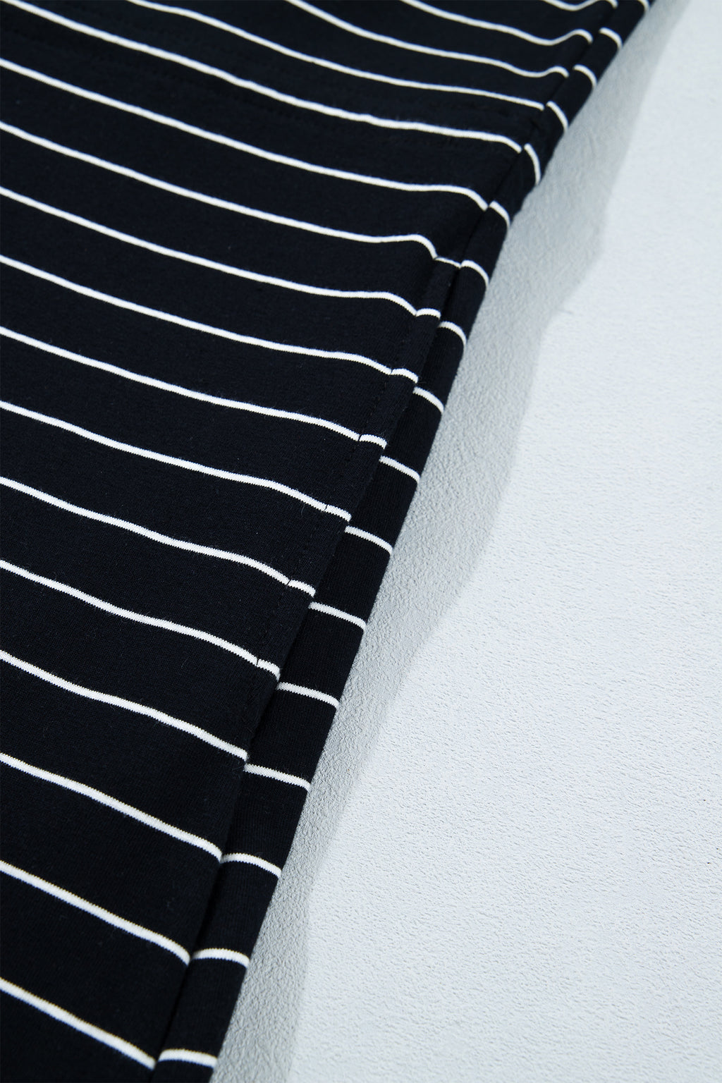 Black Stripe Drawstring Tunic Tank Mini Dress with Pockets