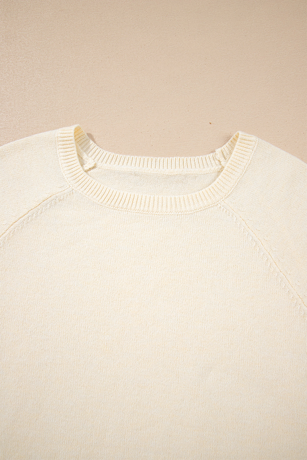 Camel Buttoned Bishop Sleeve Crew Neck Sweater