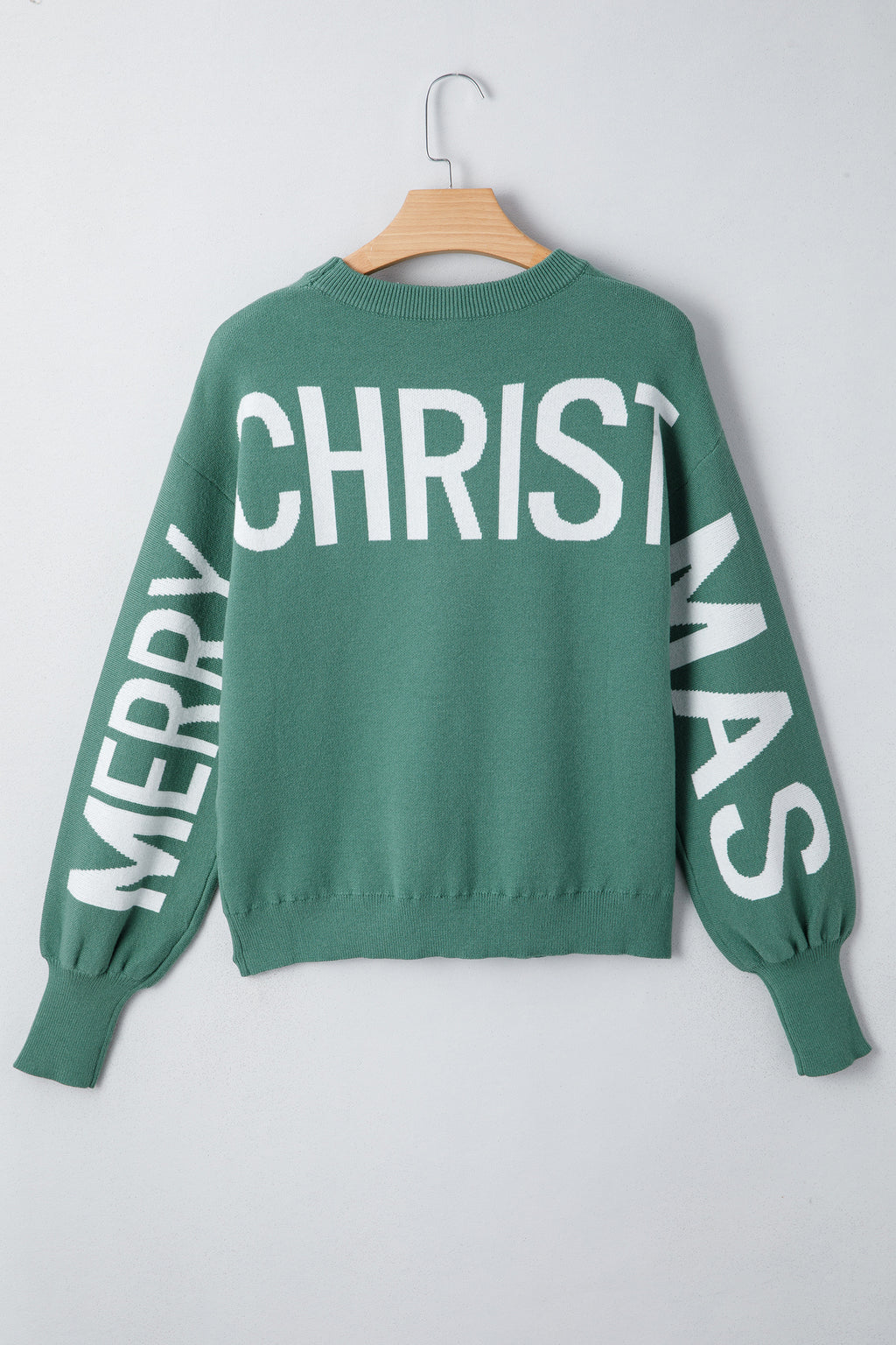 Fiery Red HO HO HO MERRY CHRISTMAS Drop Shoulder Loose Sweater