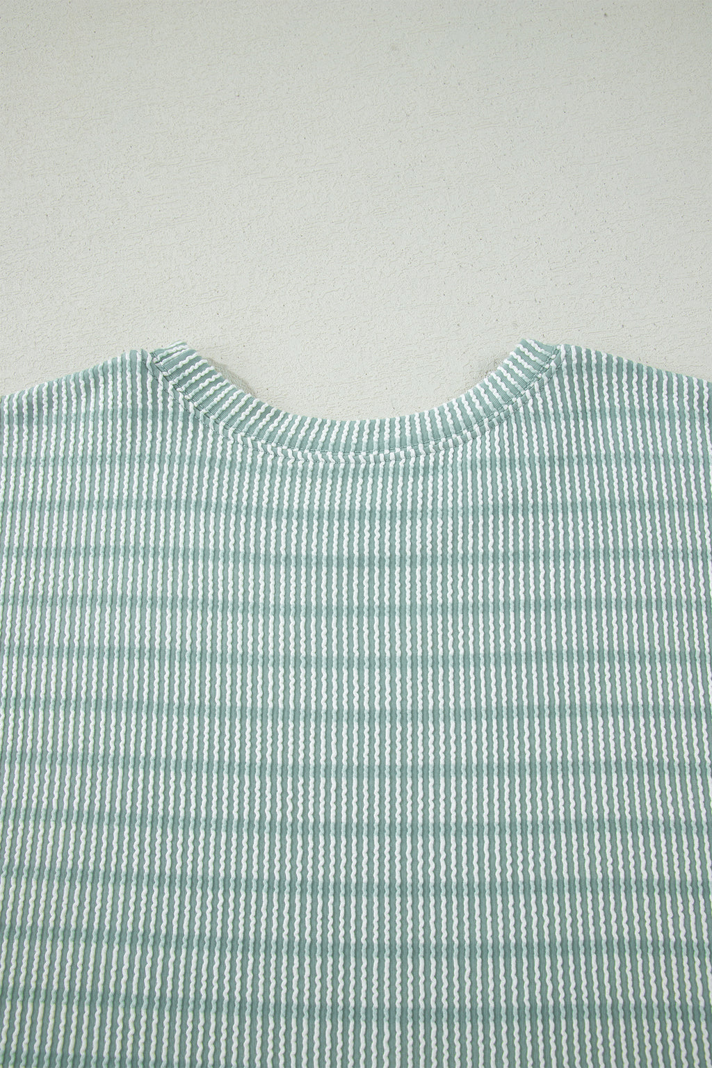 Rose Stripe Raised Rib Loose Tee Drawstring Elastic Waist 2pcs Short Set