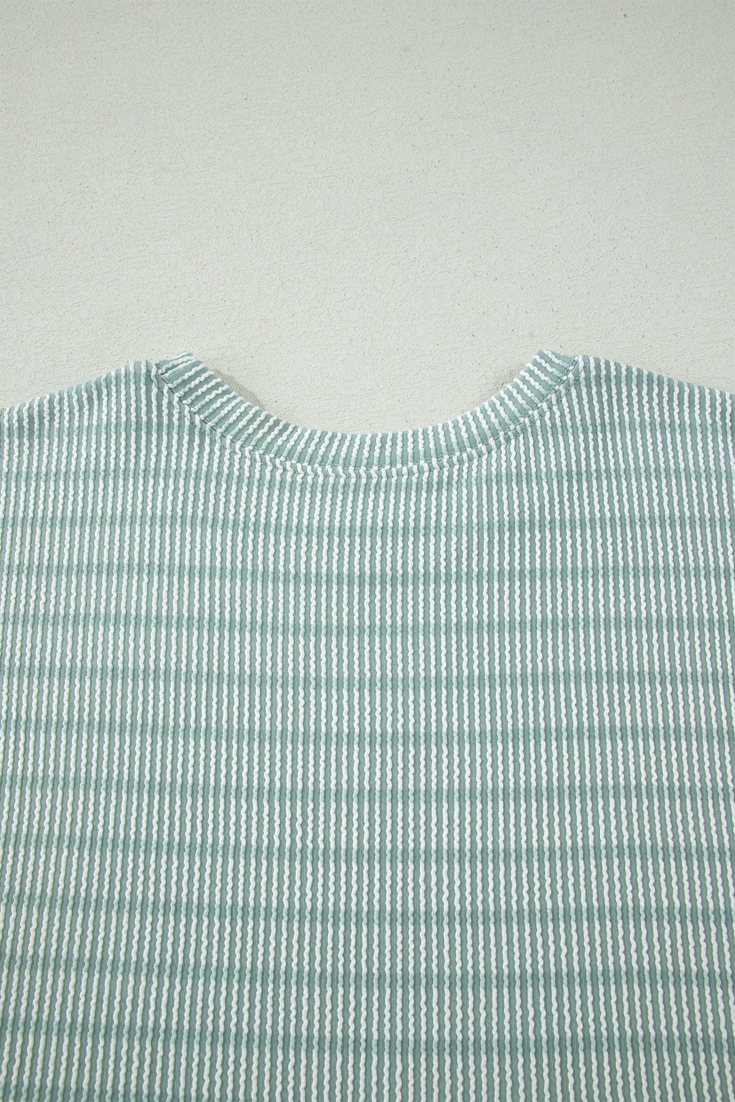 Rose Stripe Raised Rib Loose Tee Drawstring Elastic Waist 2pcs Short Set