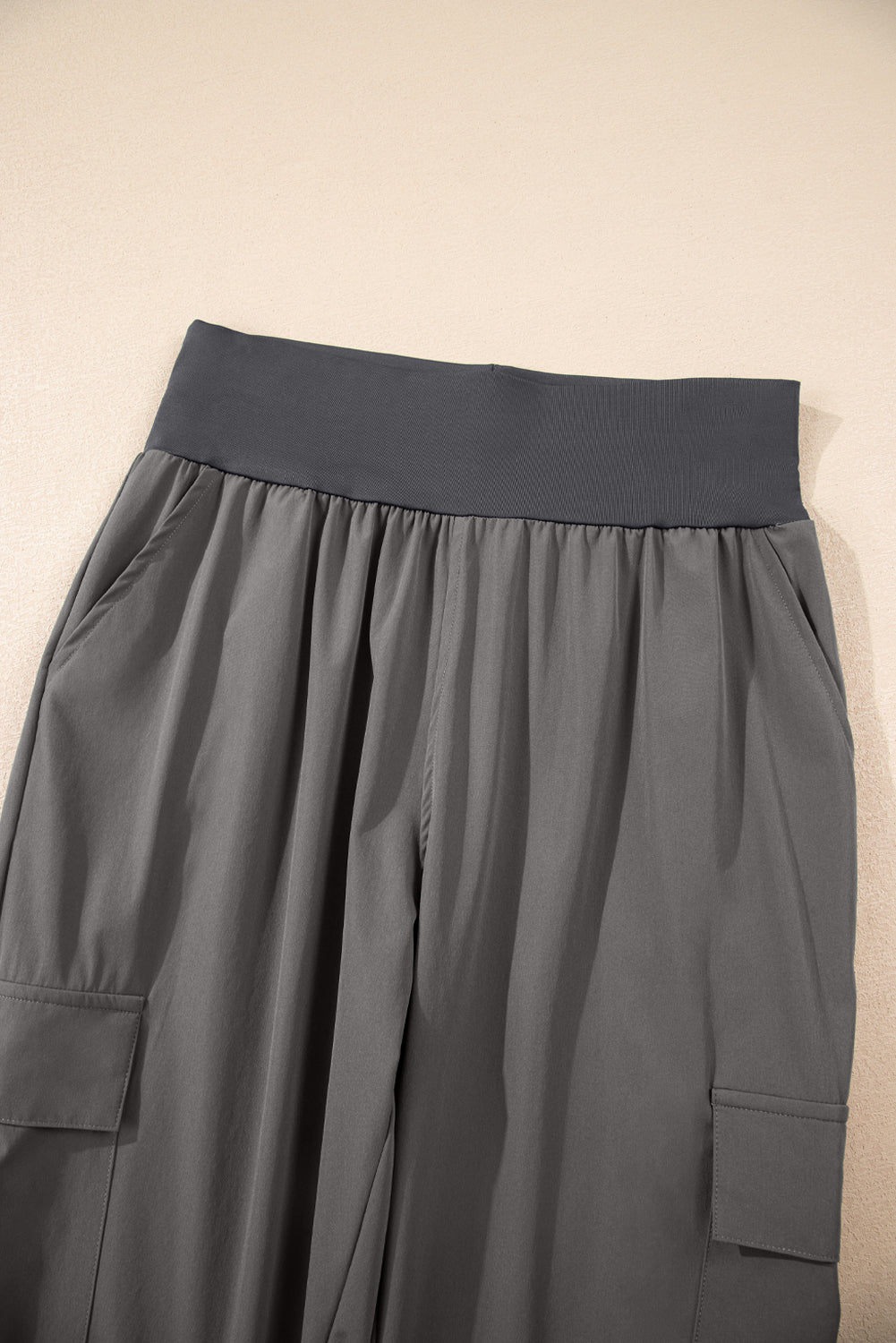 Camel Elastic High Waist Pocketed Cargo Jogger Pants