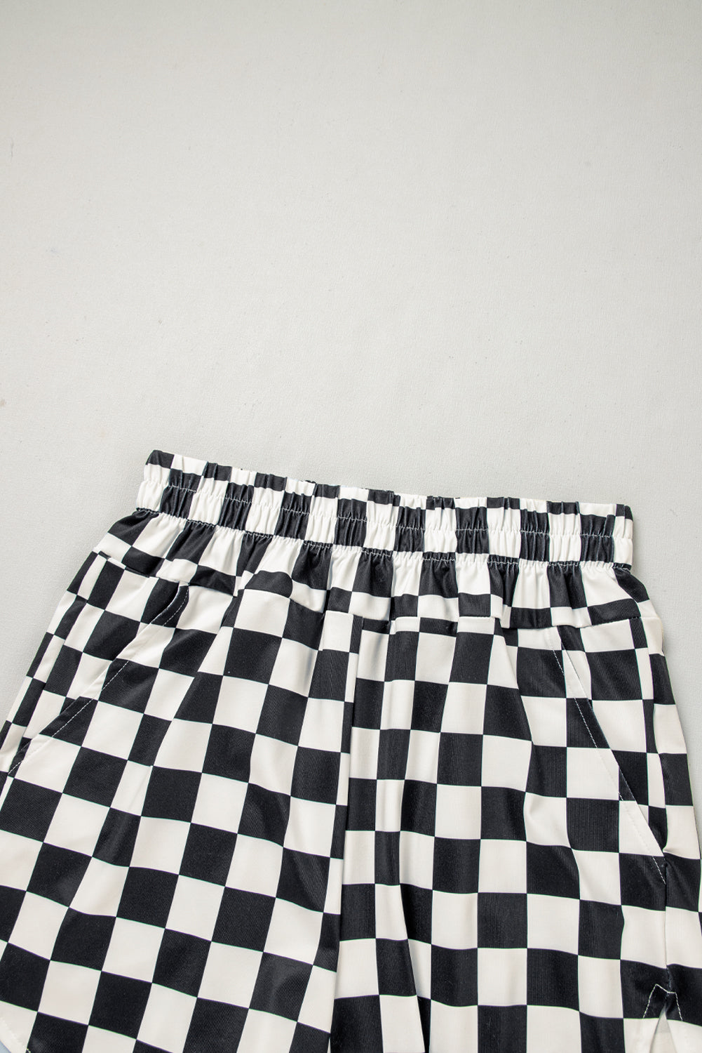 Rose Checkered Print High Waist Casual Shorts