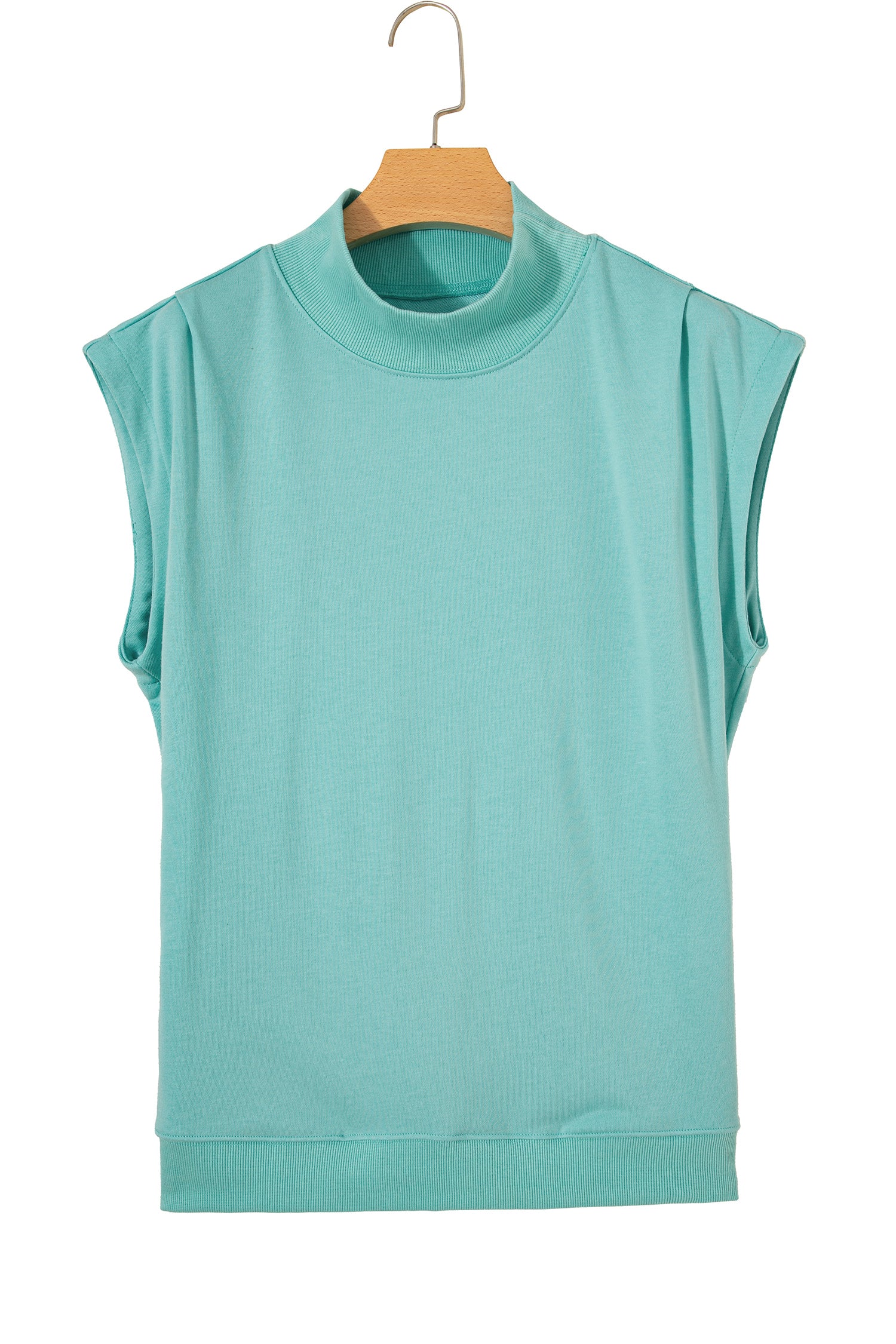 Pink Solid Color High Neck Cap Sleeve Loose Top