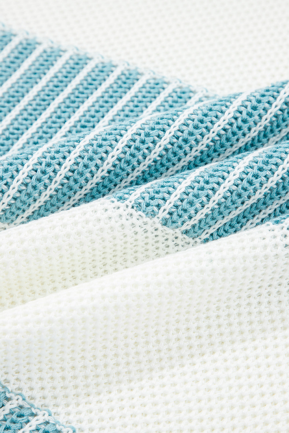 Brown Two Tone Striped Patchwork Drop Shoulder Loose Sweater