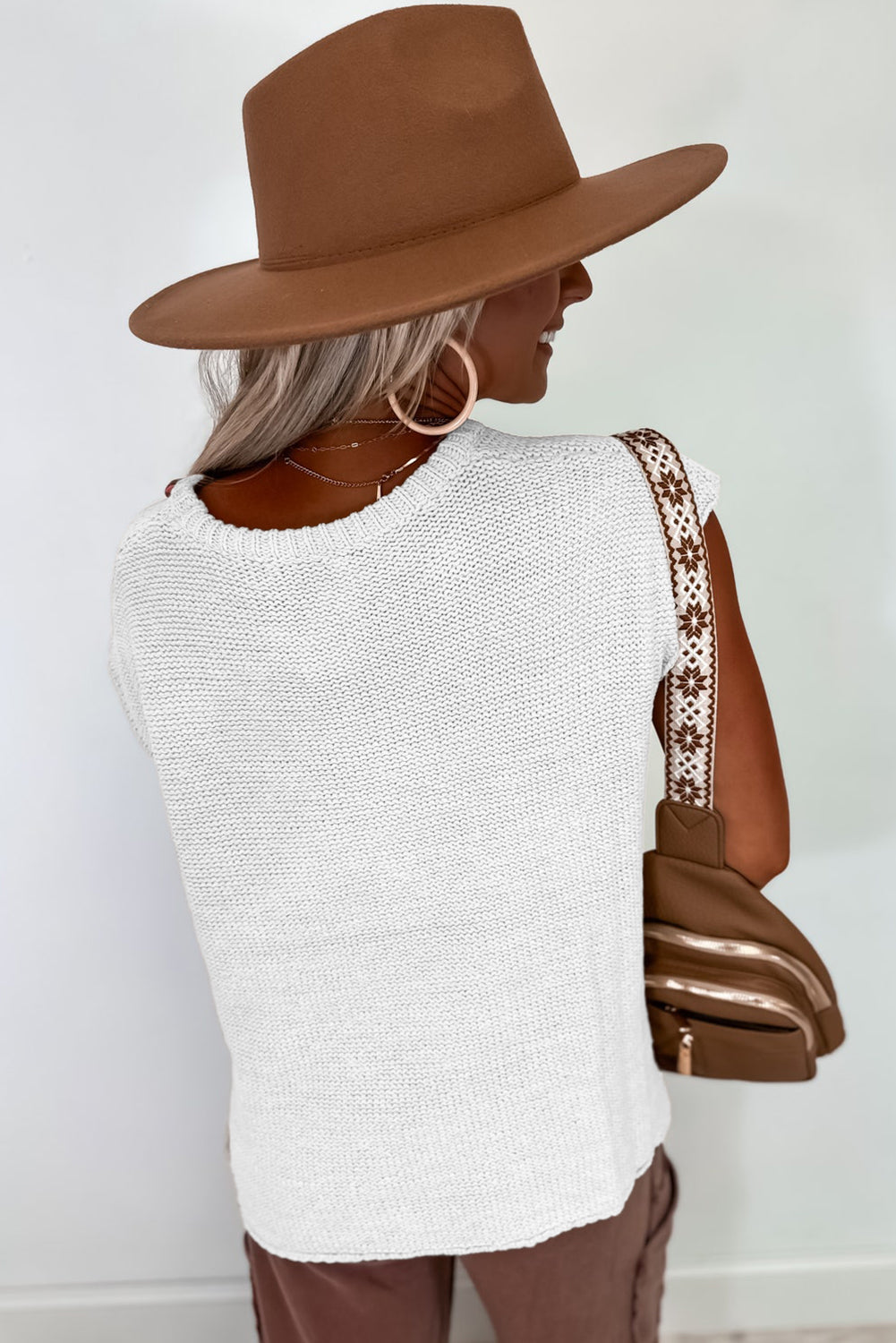 Sachet Pink Solid Color Sweater Tee with Side Slits