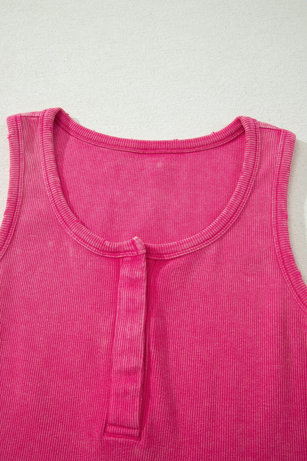 Medium Grey Vintage Distressed Ribbed Mineral Wash Tank Top