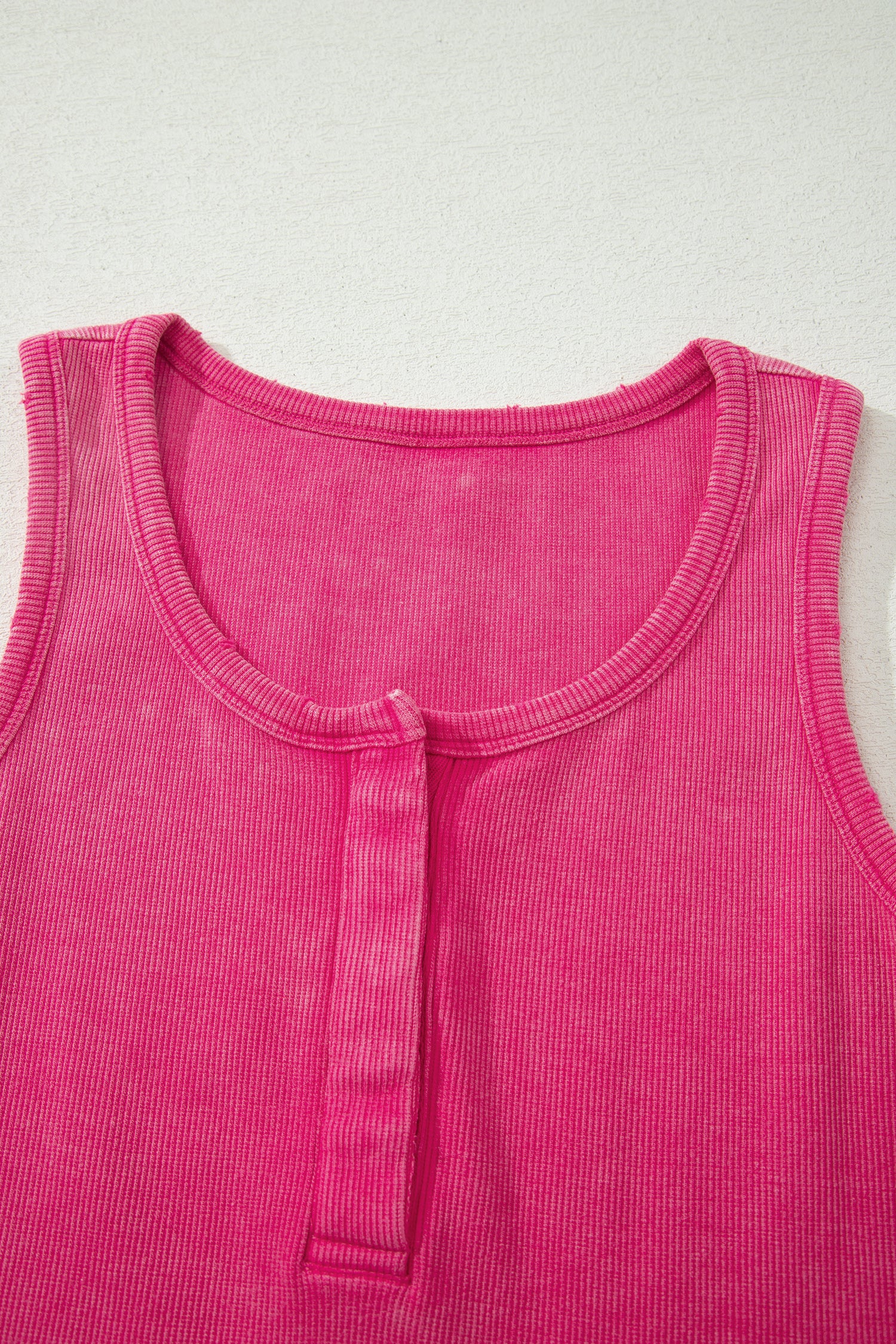 Medium Grey Vintage Distressed Ribbed Mineral Wash Tank Top