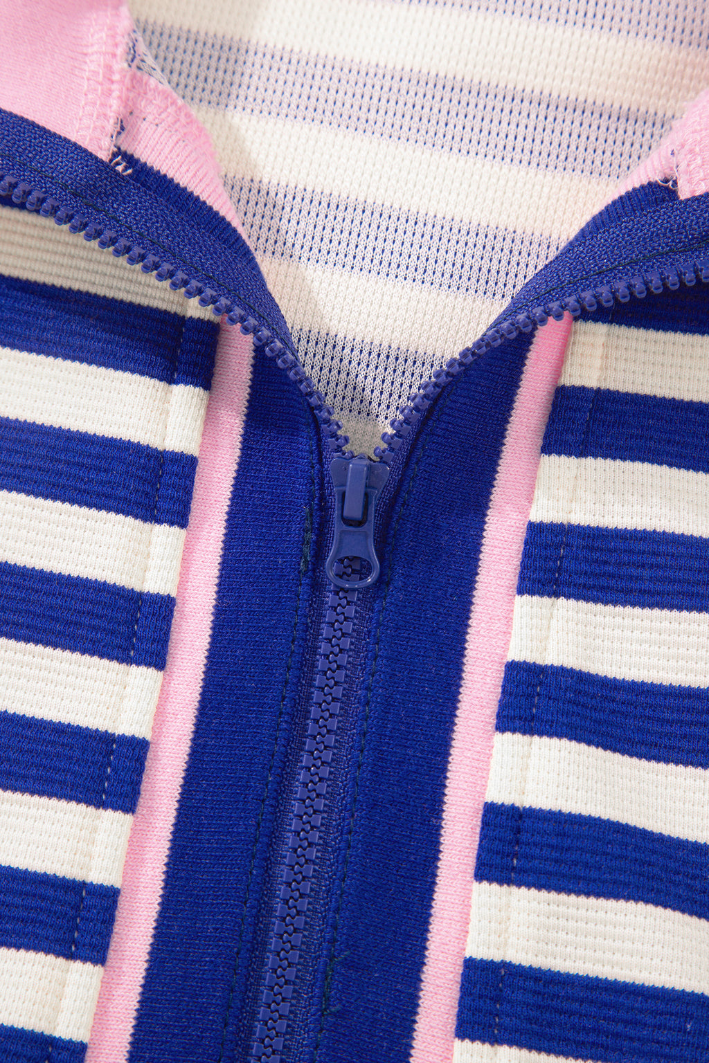 Sachet Pink Textured Stripe Print Contrast Trim Zip Collar Sleeveless 2pcs Skort Set