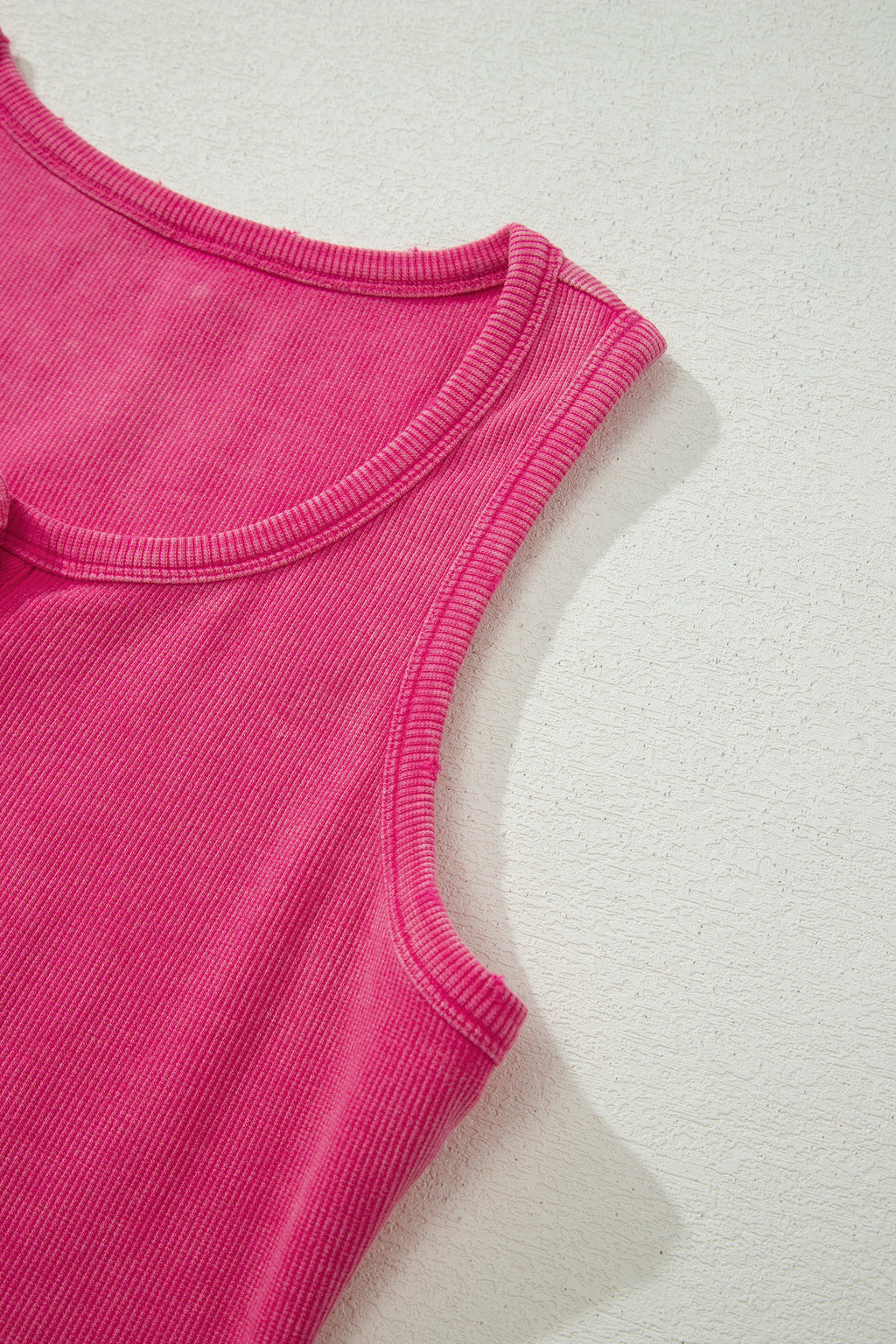 Medium Grey Vintage Distressed Ribbed Mineral Wash Tank Top