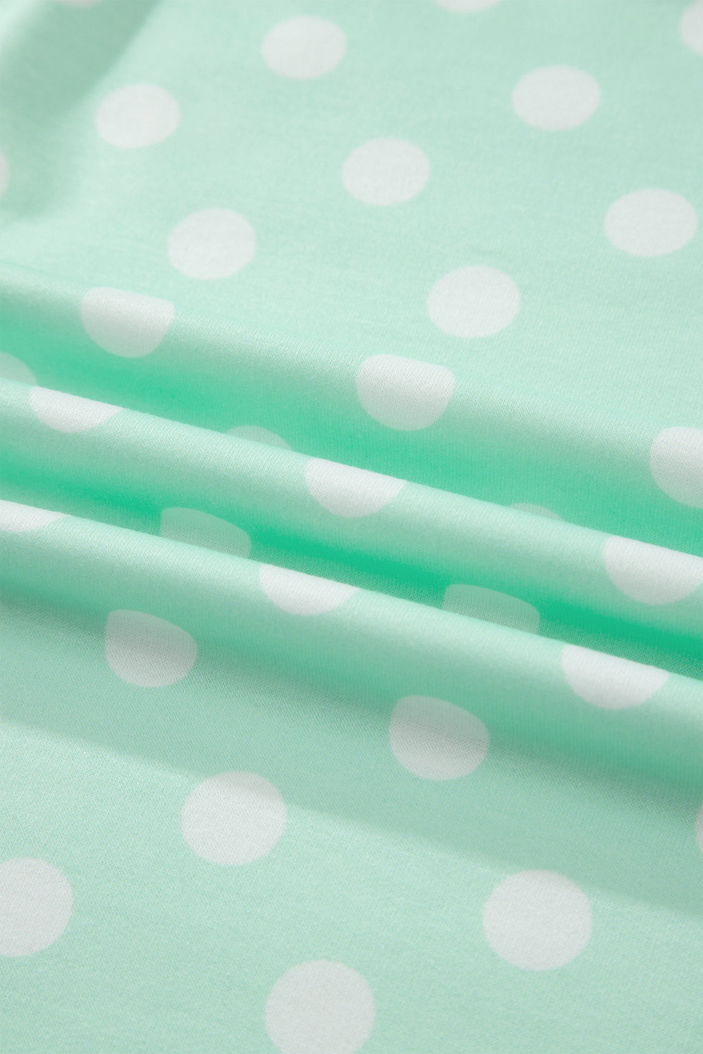 Sky Blue Polka Dot Print Color Block Trim Mock Neck Short Set