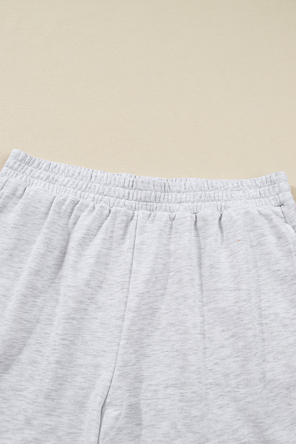 Light Grey Girly Bow Embroidered Puff Sleeve Pullover Loose Shorts Plus 2pcs Outfit