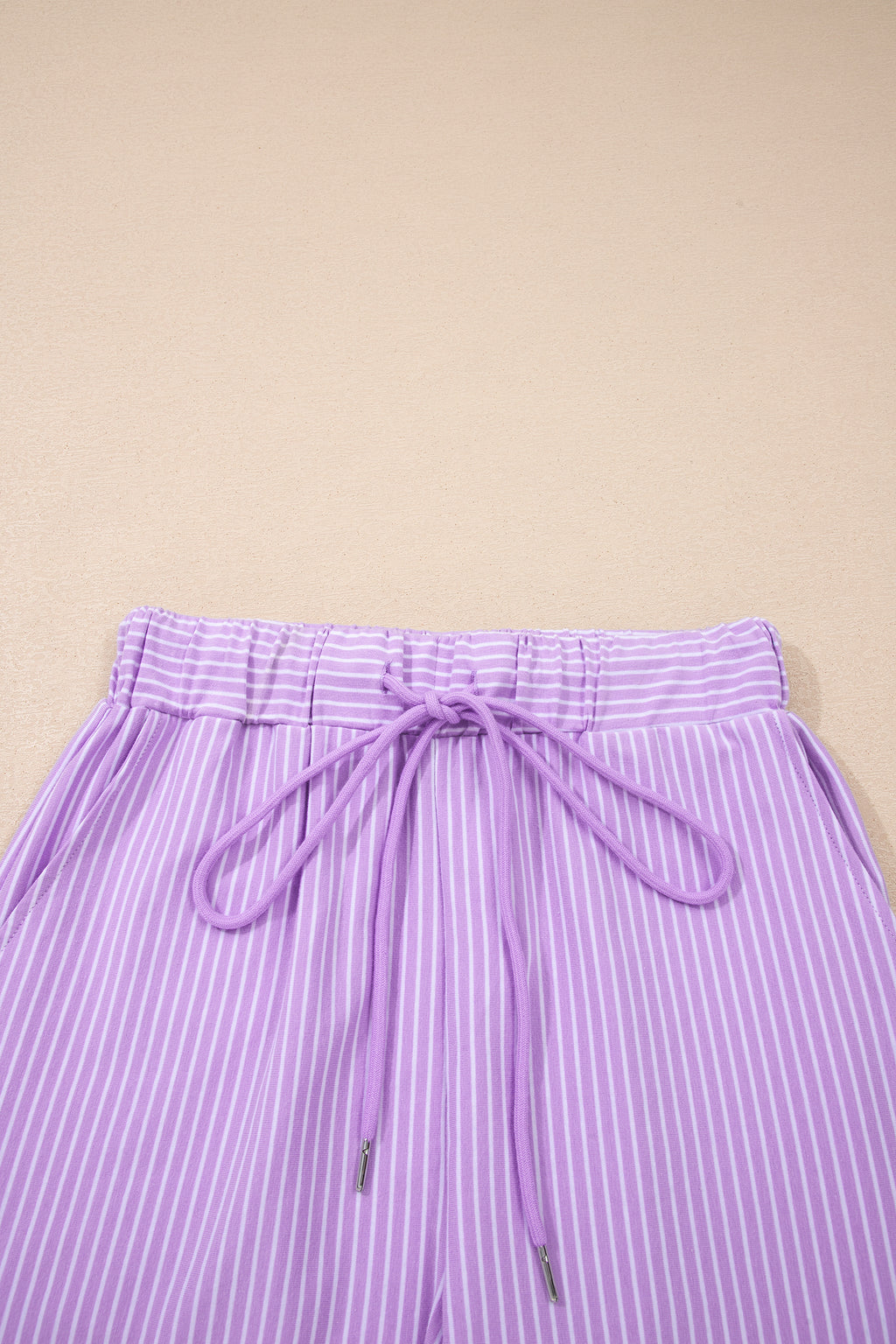 Pink Stripe Dolman Sleeve Polo Shirt and Drawstring Shorts Set