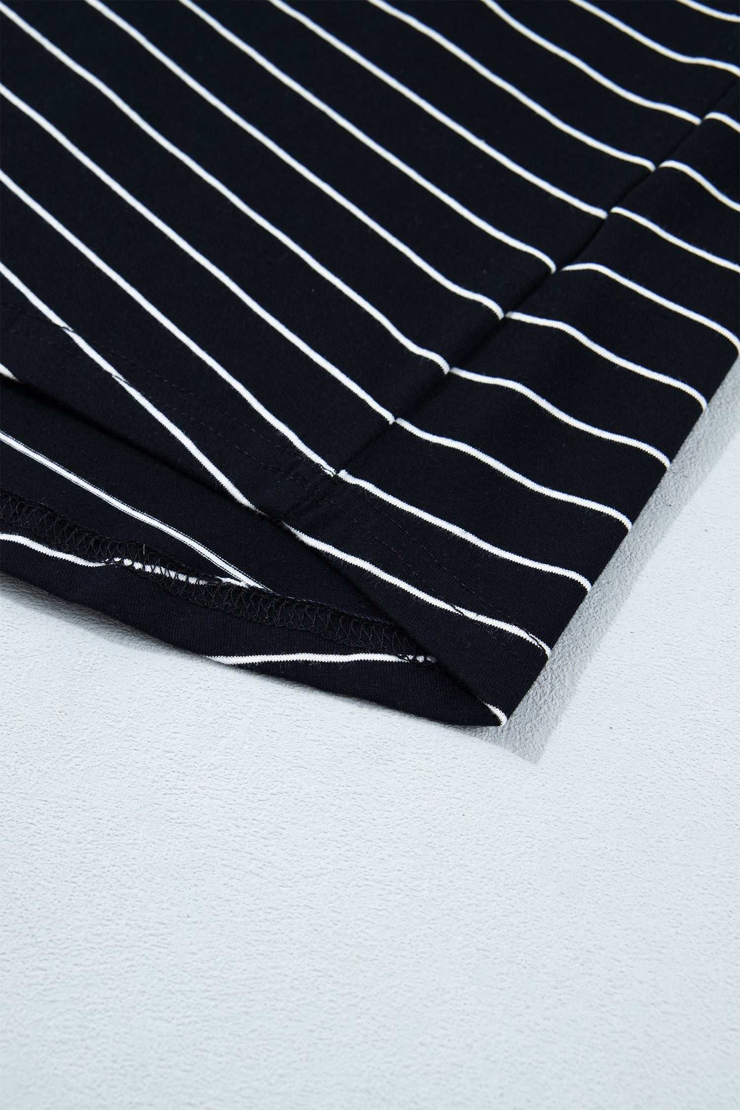 Black Stripe Drawstring Tunic Tank Mini Dress with Pockets