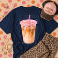 Iced coffee pink graphic tee