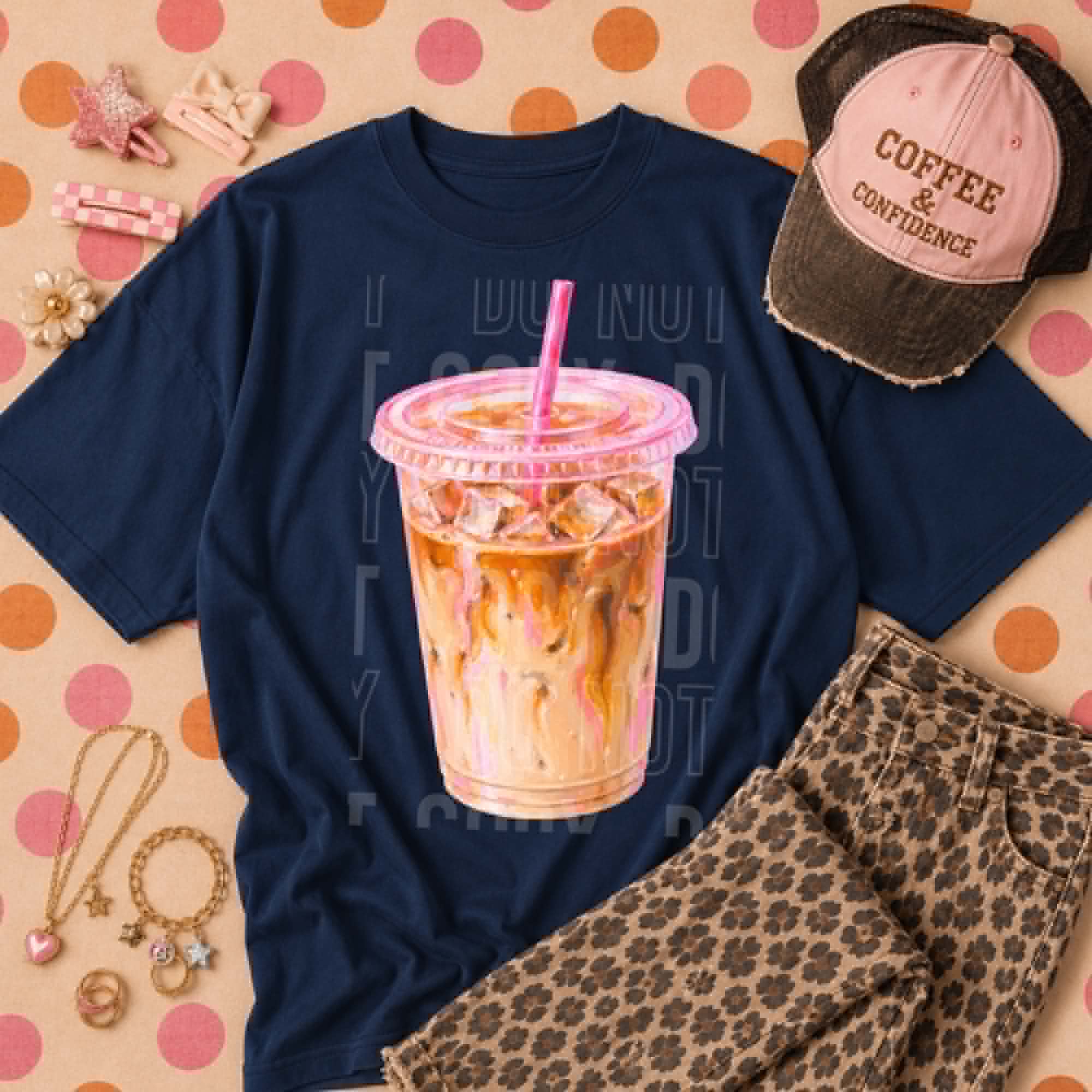 Iced coffee pink graphic tee