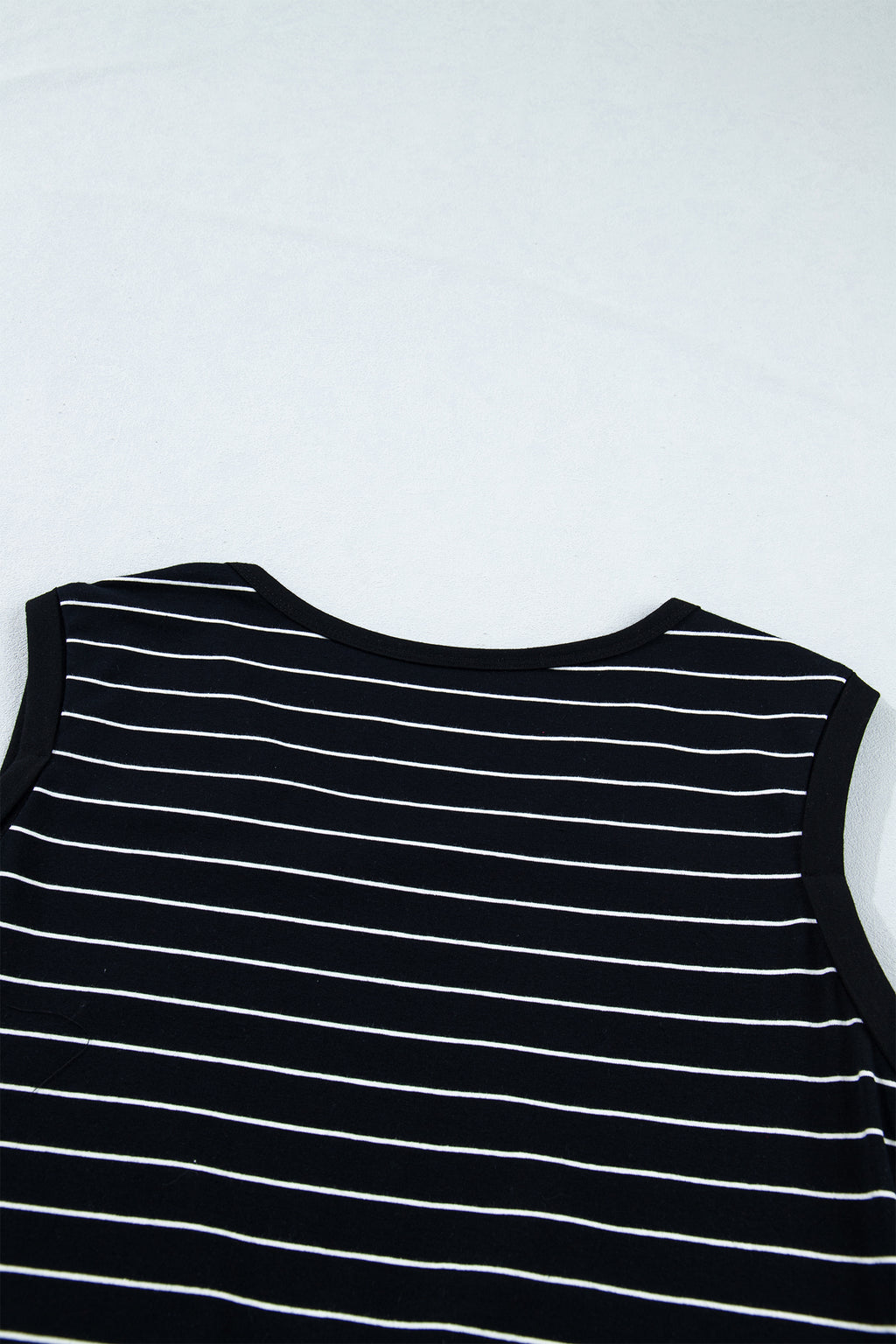 Black Stripe Drawstring Tunic Tank Mini Dress with Pockets