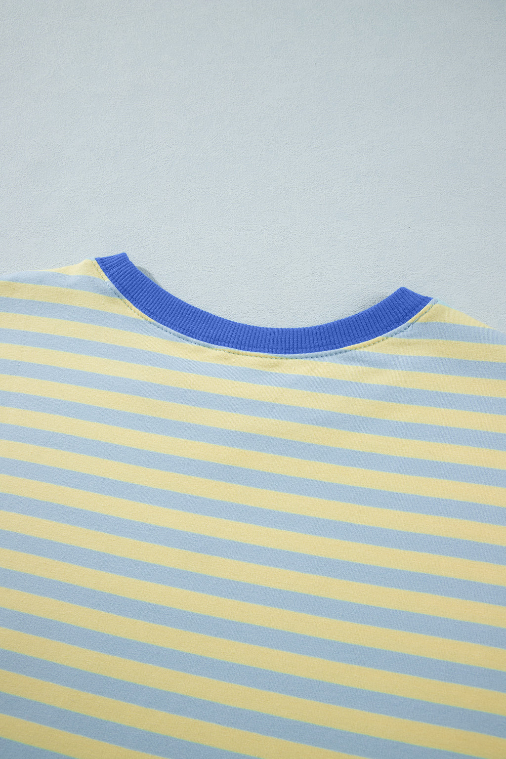 Pink Stripe Colorblock Trim Crew Neck Loose Tee Drawstring Elastic Waist 2pcs Pant Set