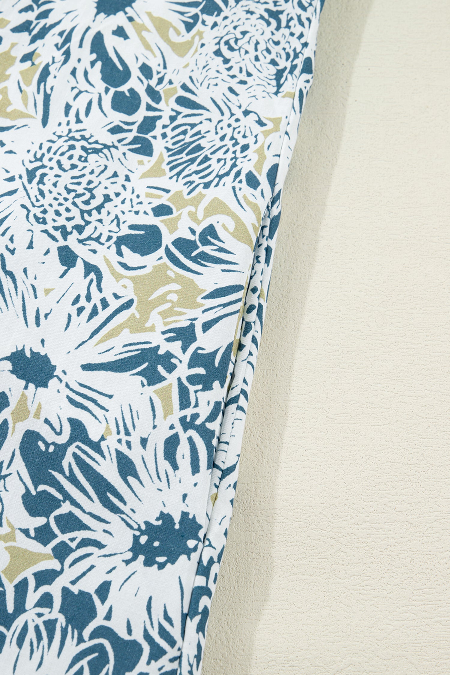 Blue Floral Print Striped Webbing Patchwork Collar Short Sleeve Mini Dress