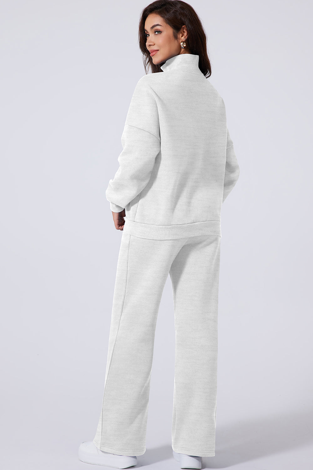 Clearly Aqua Drop Shoulder Zip Up Jacket Drawstring Pants Active 2pcs Set