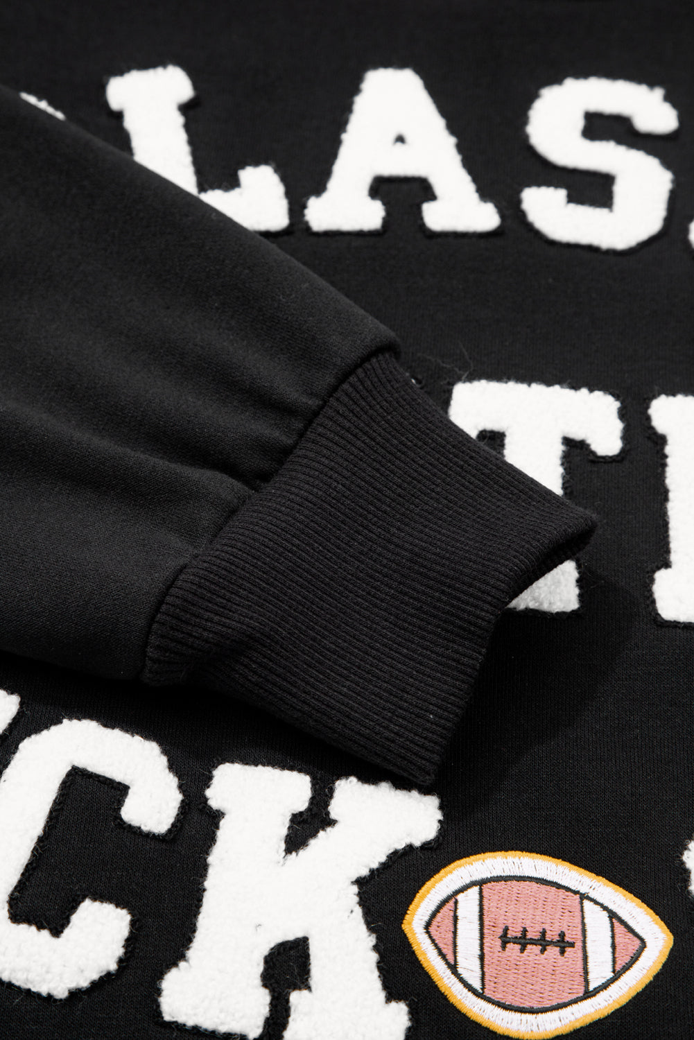 White CLASSY UNTIL KICKOFF Plush Letter Patched Loose Sweatshirt