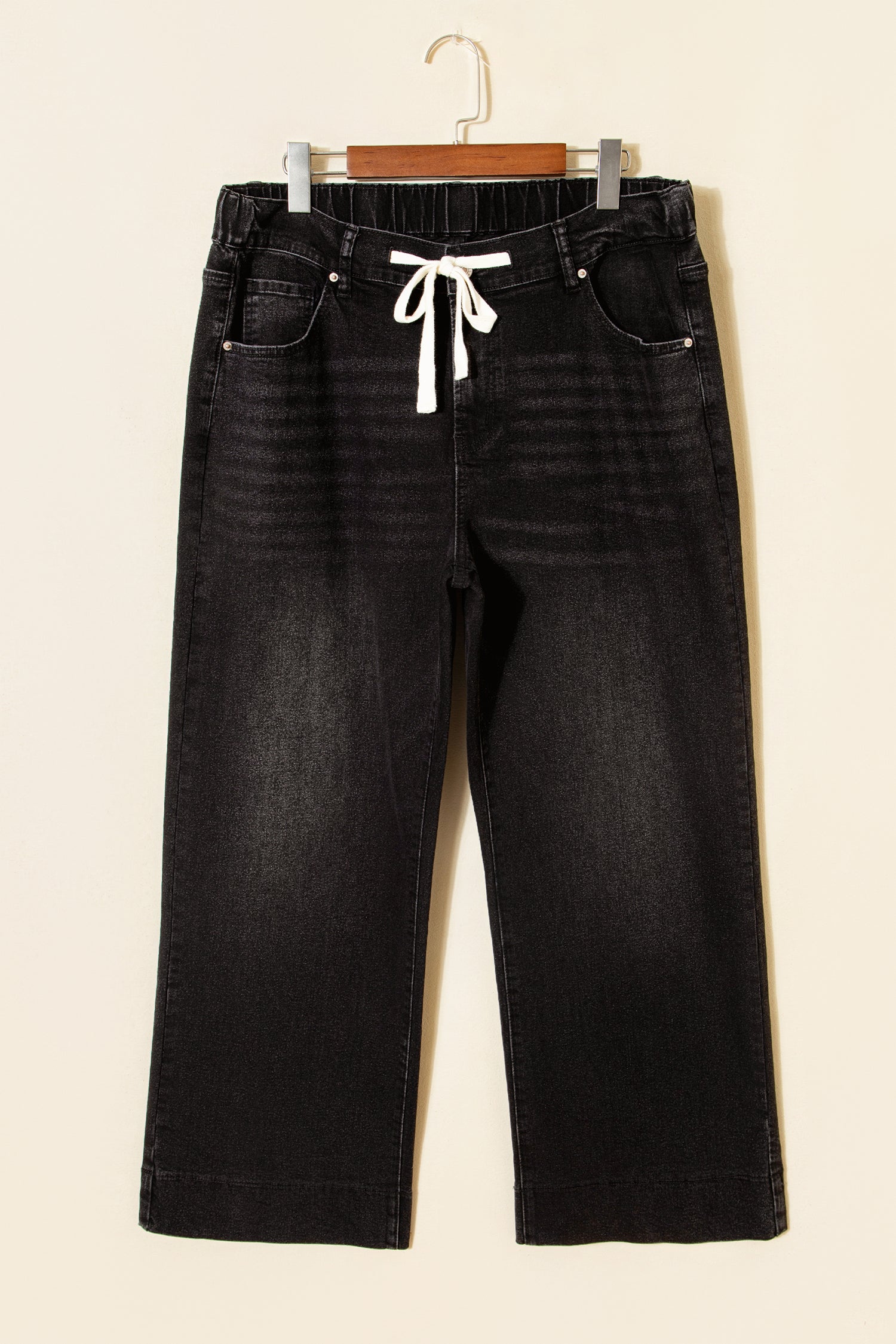 Black Acid Wash Contrast Lace-up Plus Size Jeans