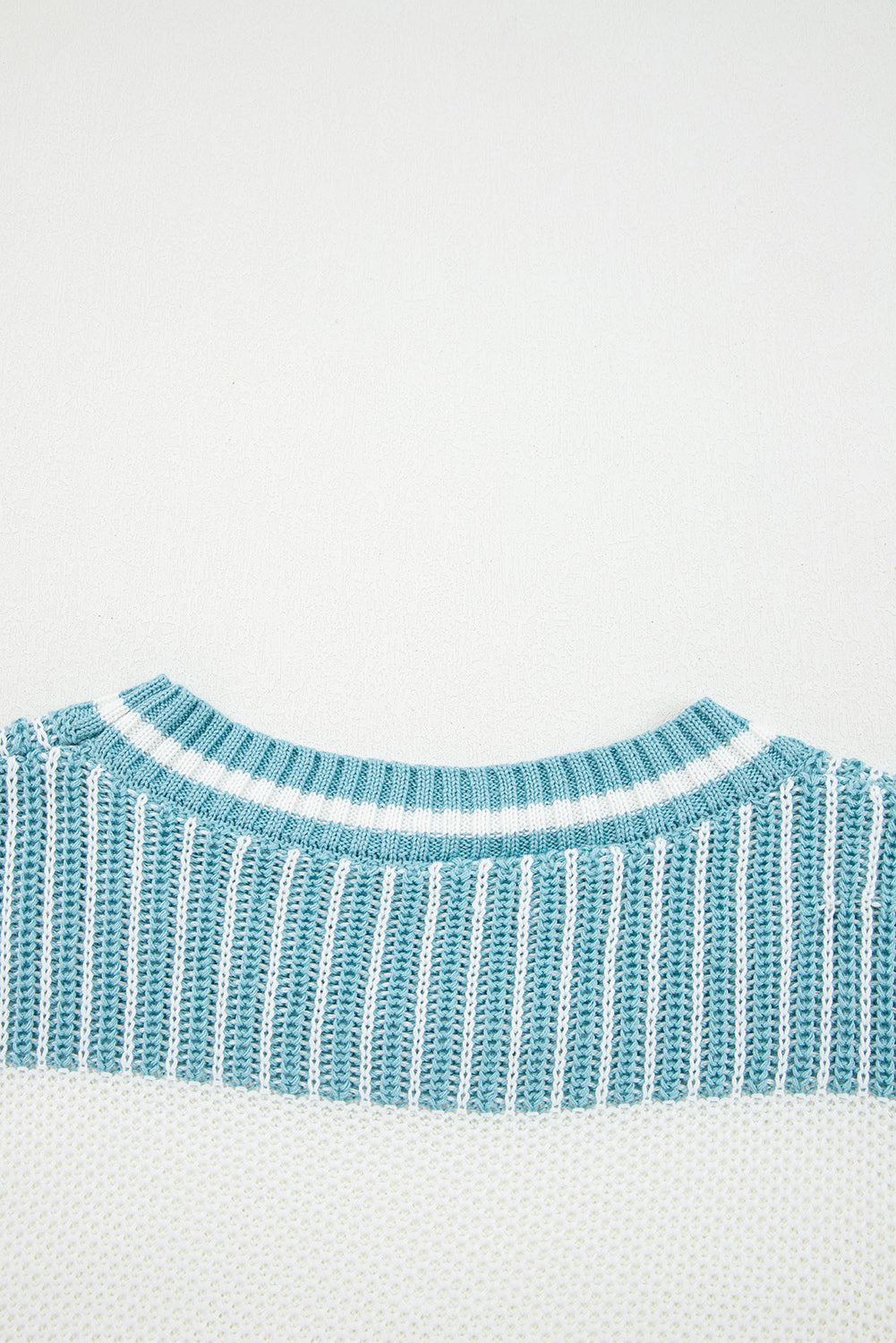 Brown Two Tone Striped Patchwork Drop Shoulder Loose Sweater