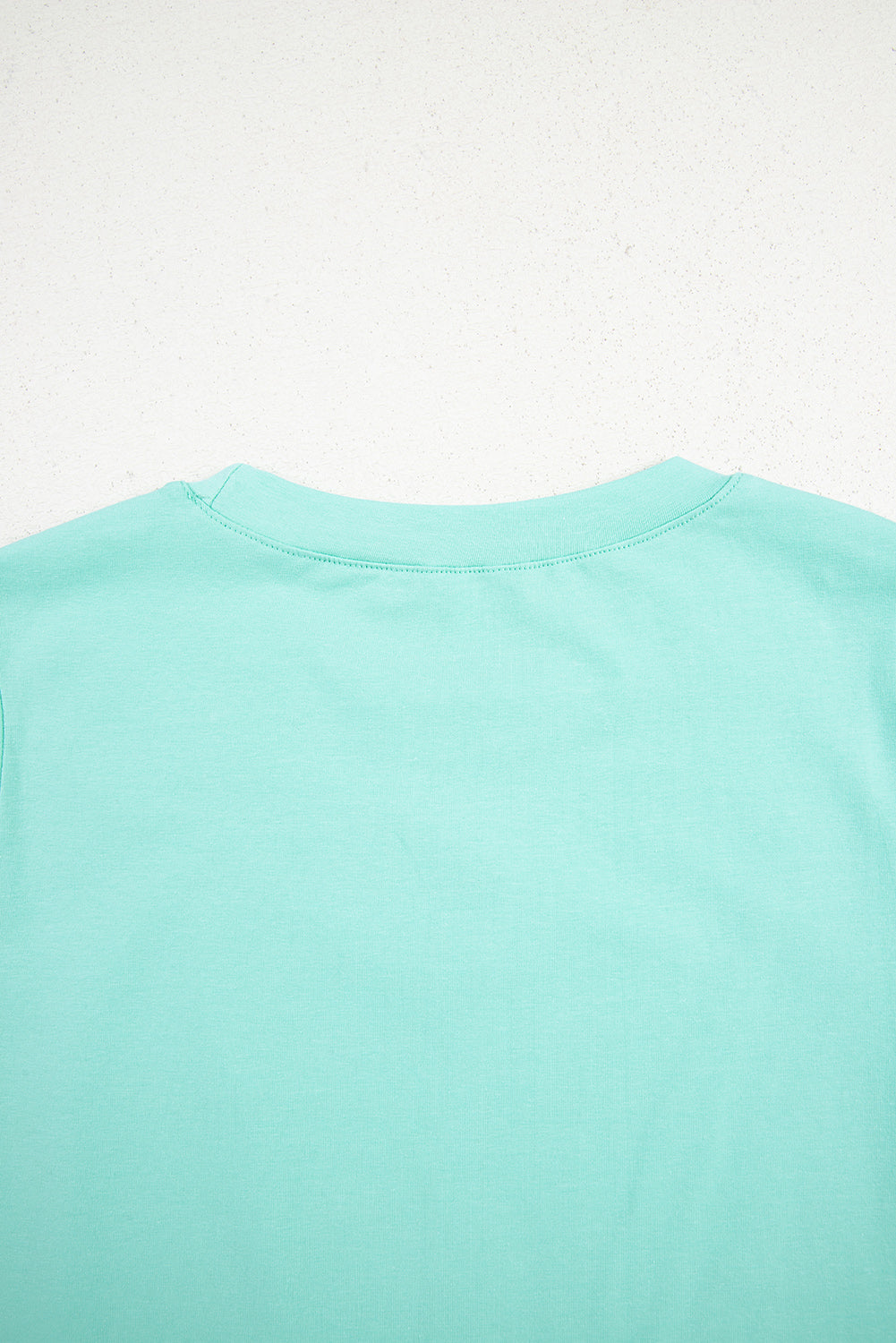Mint Green Rhinestone Bow Embellished Round Neck Tee