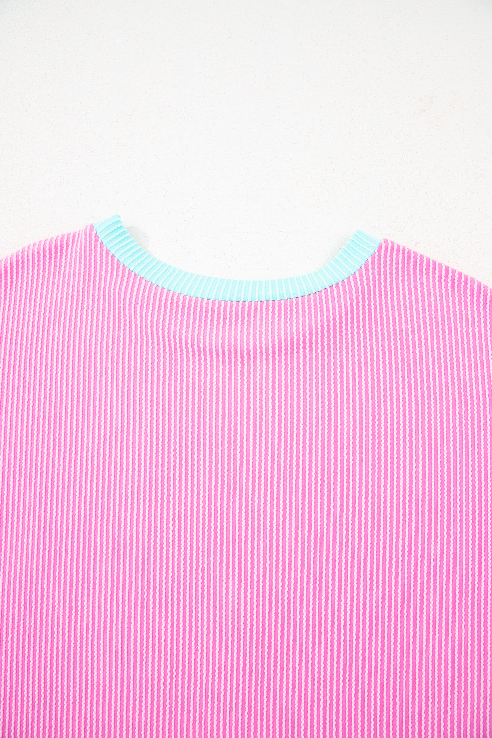 Bonbon Plus Size Color Block Corded Knit Tee and Shorts Set