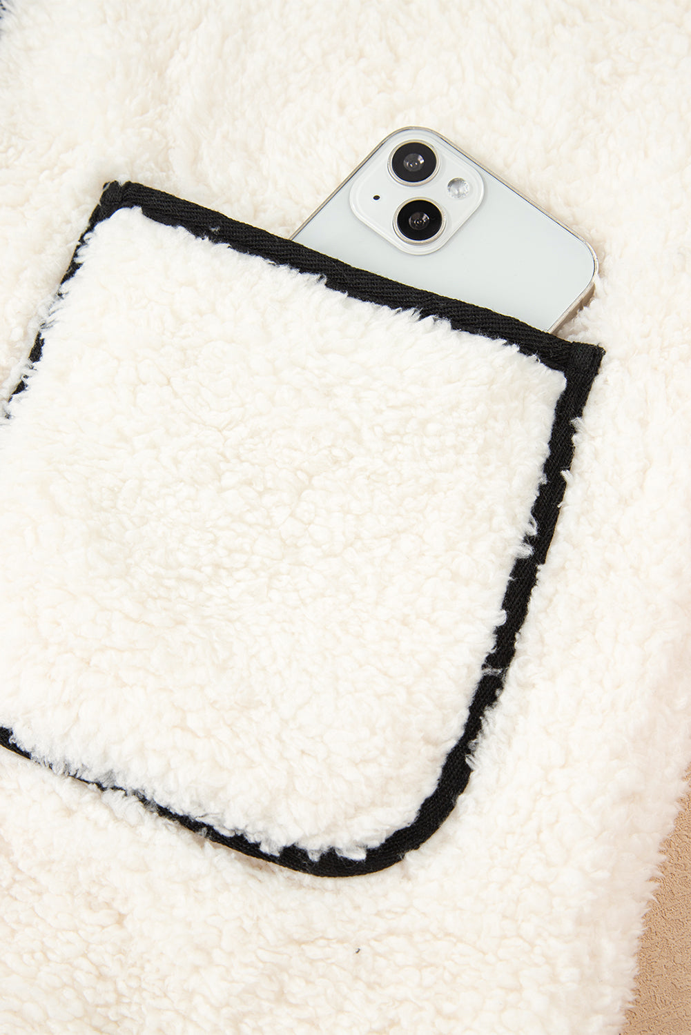 Dark Grey Sherpa Contrast Trim Patch Pocket Cartridge Toggle Button Vest