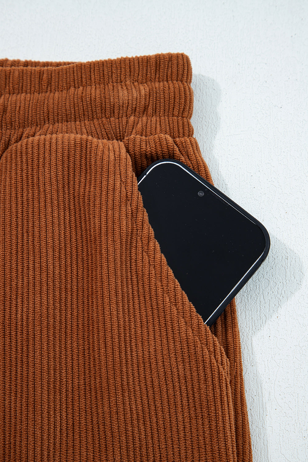 Chestnut Drawstring Elastic Waist Casual Corduroy Pants