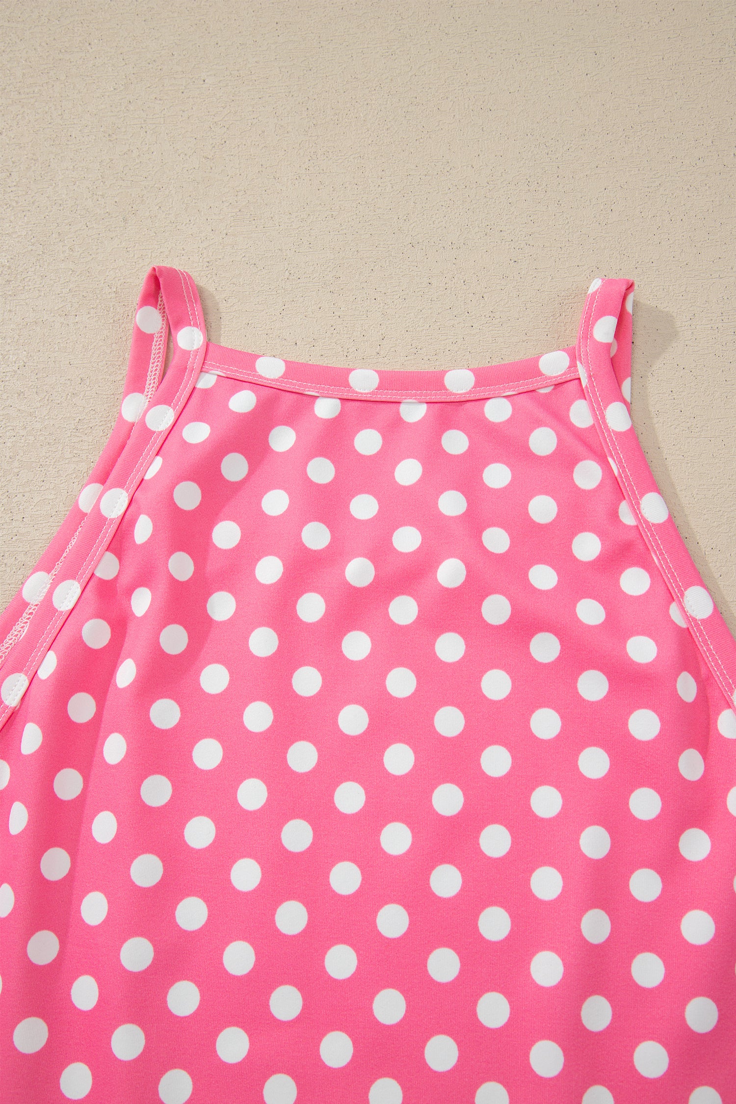 Blue Polka Dot Print Slim Tank Loose Pants 2pcs Outfit