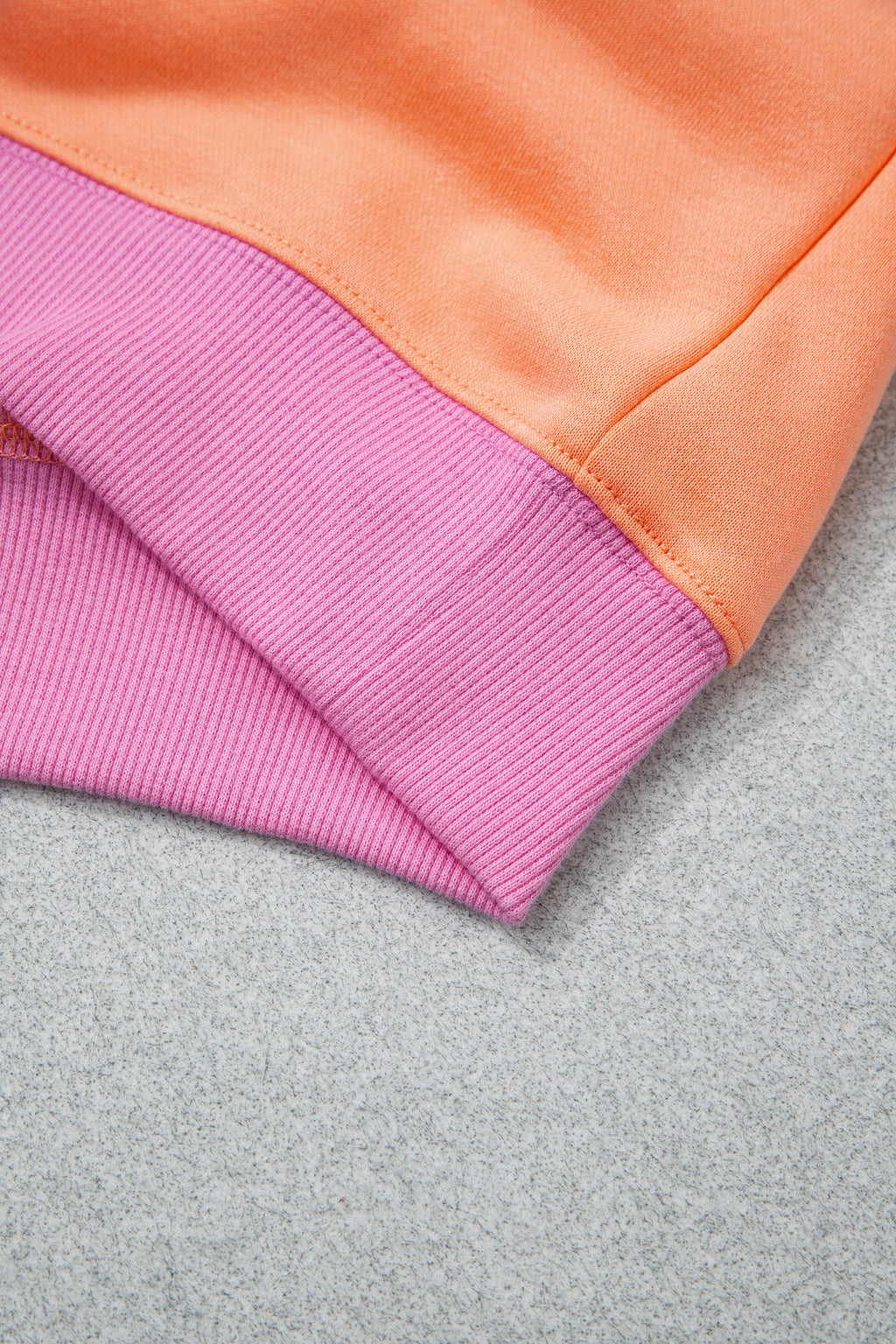 Pink Color Block Contrast Trim Plus Size Sweatshirt