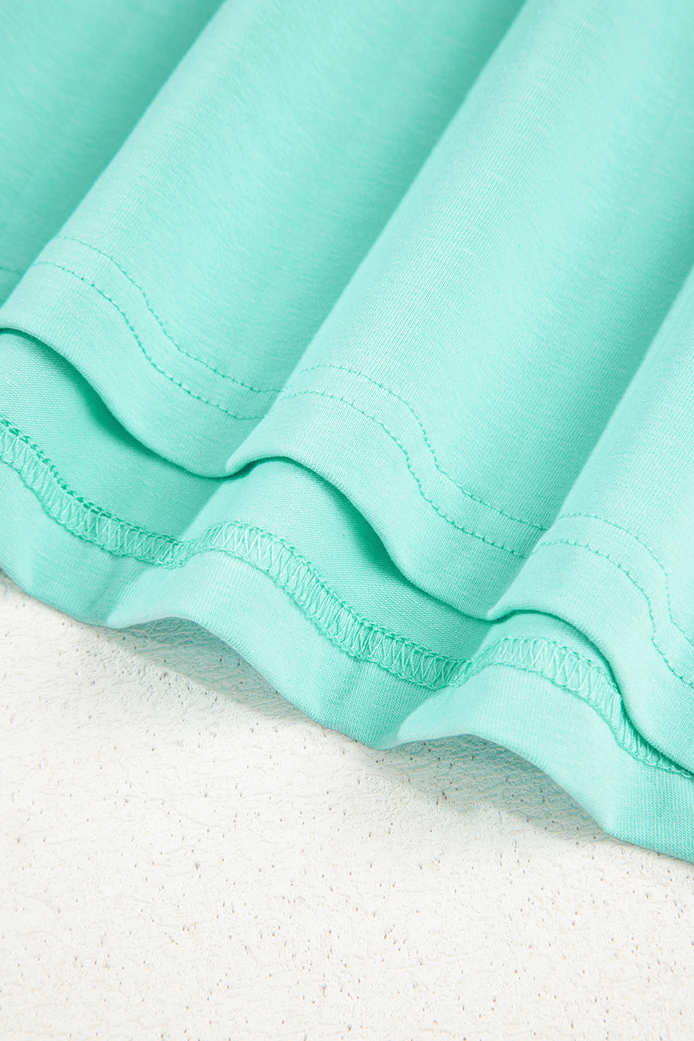 Mint Green Rhinestone Bow Embellished Round Neck Tee