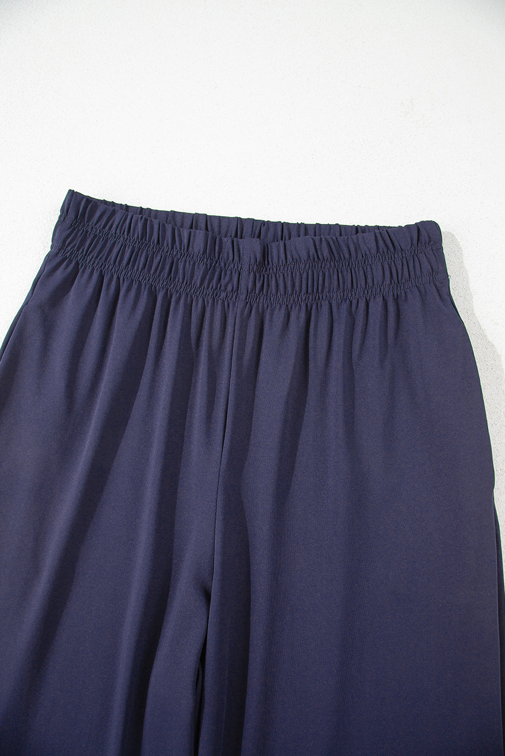 Navy Blue Raw Hem Loose Tee and Wide Leg Pants Set