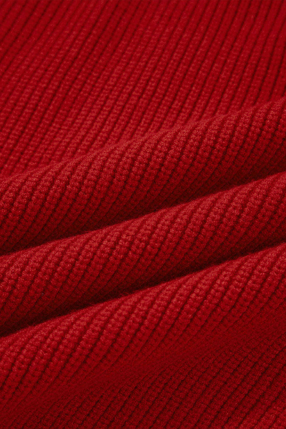 Racing Red Lantern Sleeve V Neck Knot Back Sweater