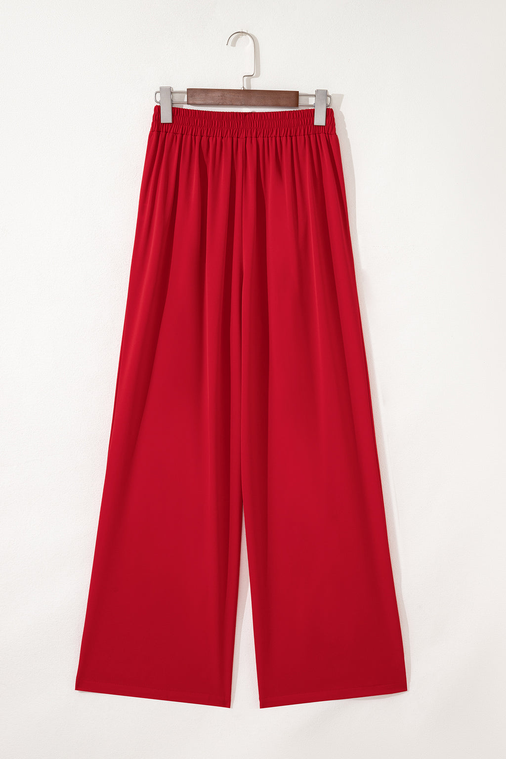 Black Pleated Detail Pull On High Elastic Waist Loose Straight Pants