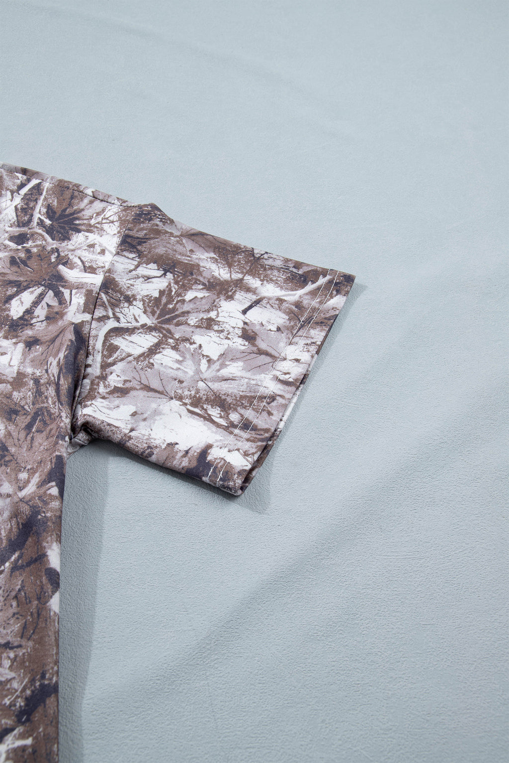 Gray Camouflage Woodland Print Drop Shoulder Tunic Tee