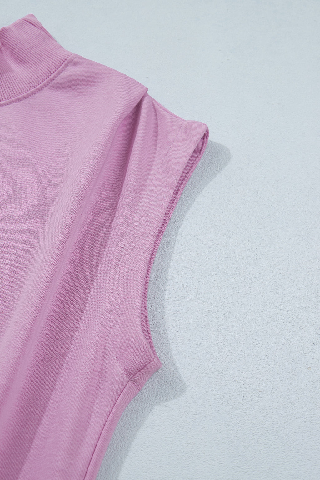 Myosotis Solid Color High Neck Cap Sleeve Loose Top