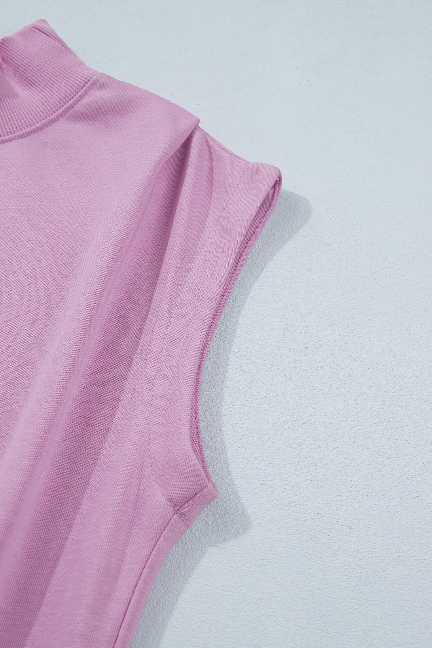 Myosotis Solid Color High Neck Cap Sleeve Loose Top