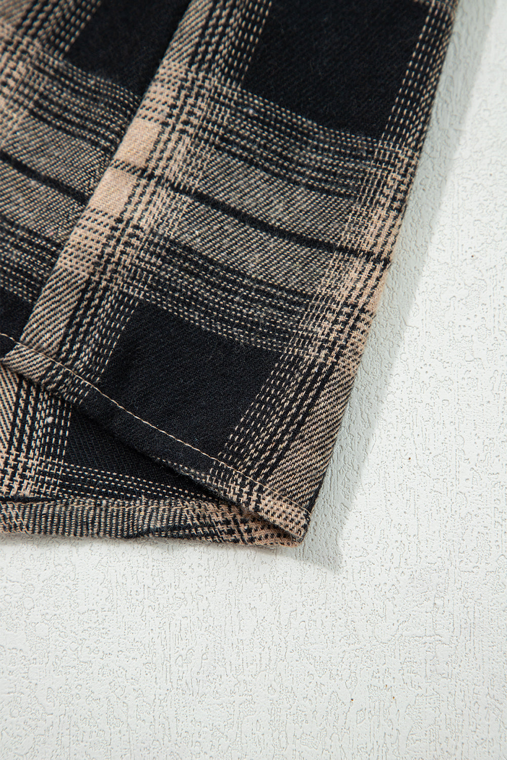 Multicolour Retro Plaid Double Flap Pocket Brushed Shacket