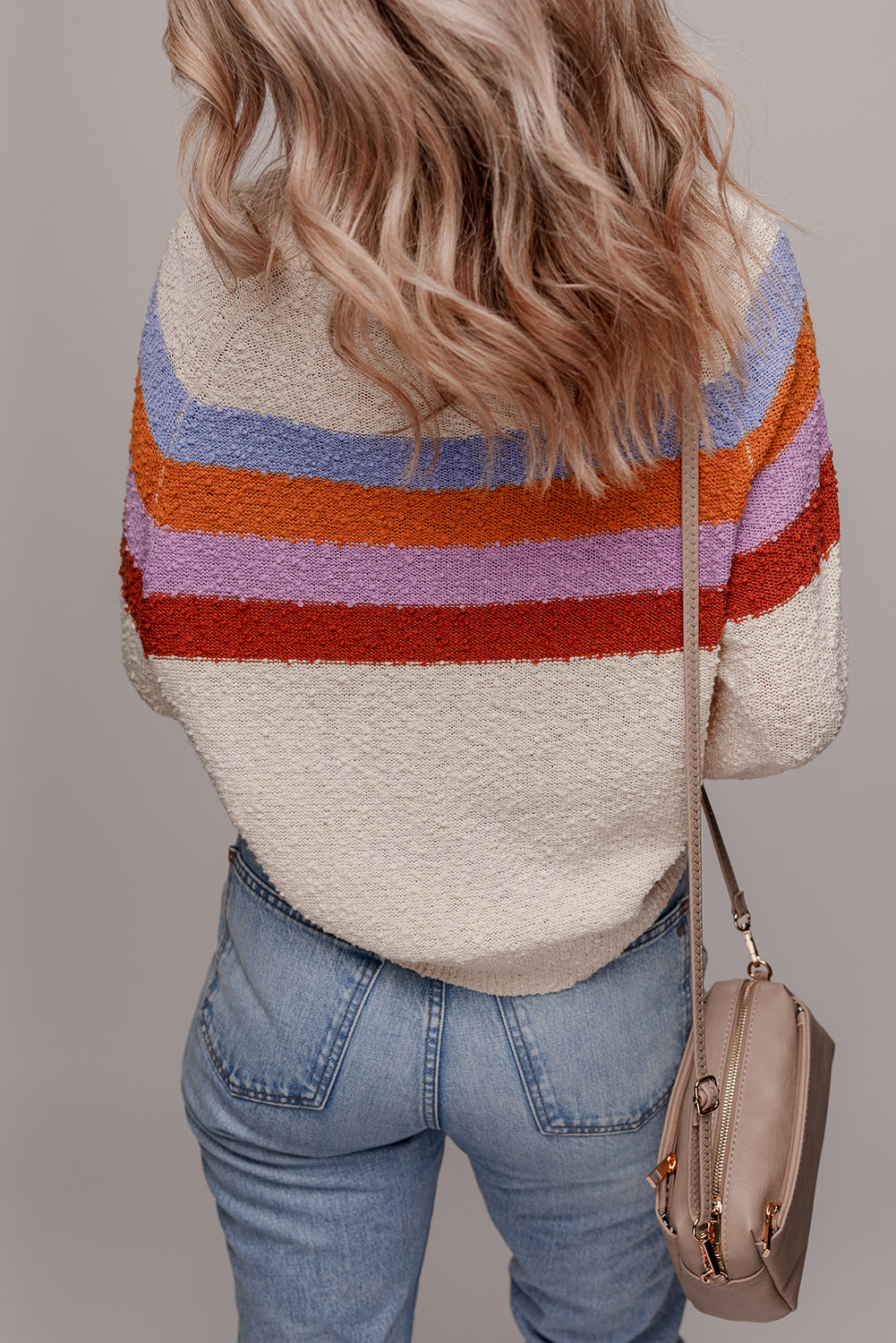 Jet Stream Striped Color Block Loose Sleeve Chic Sweater