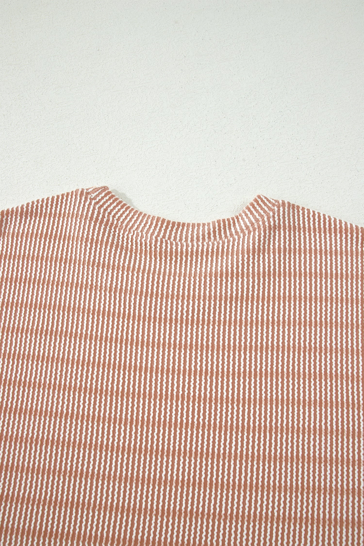 Rose Stripe Raised Rib Loose Tee Drawstring Elastic Waist 2pcs Short Set