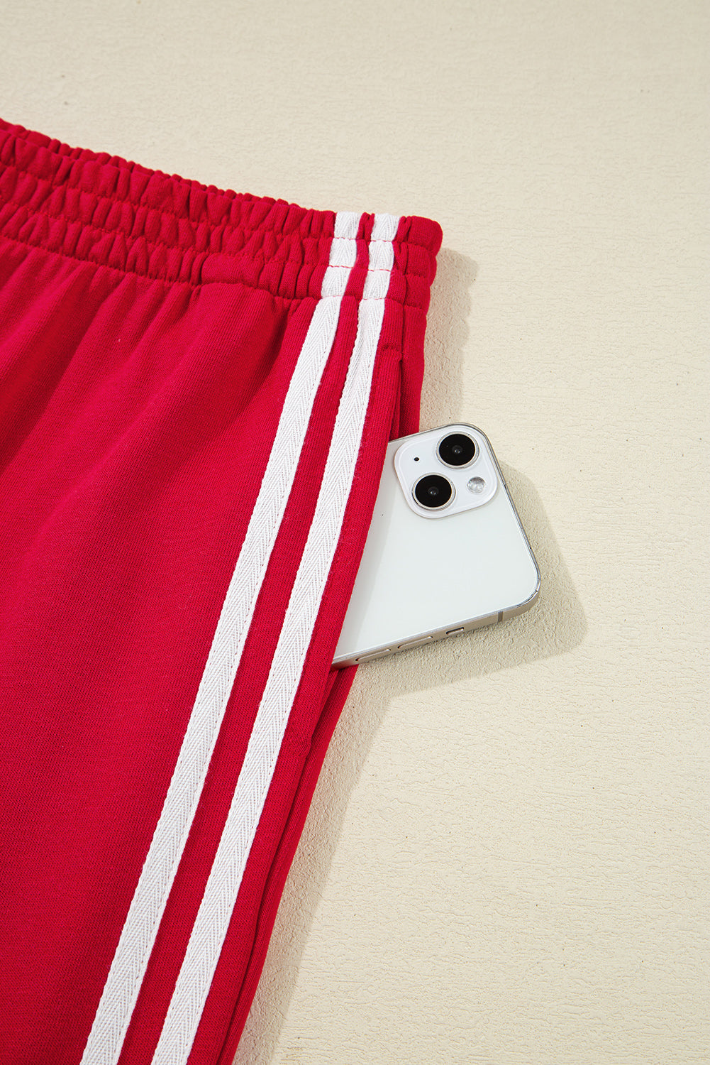 Black Varsity Striped Detail Crewneck Pullover Elastic Sweatpants 2pcs Outfit