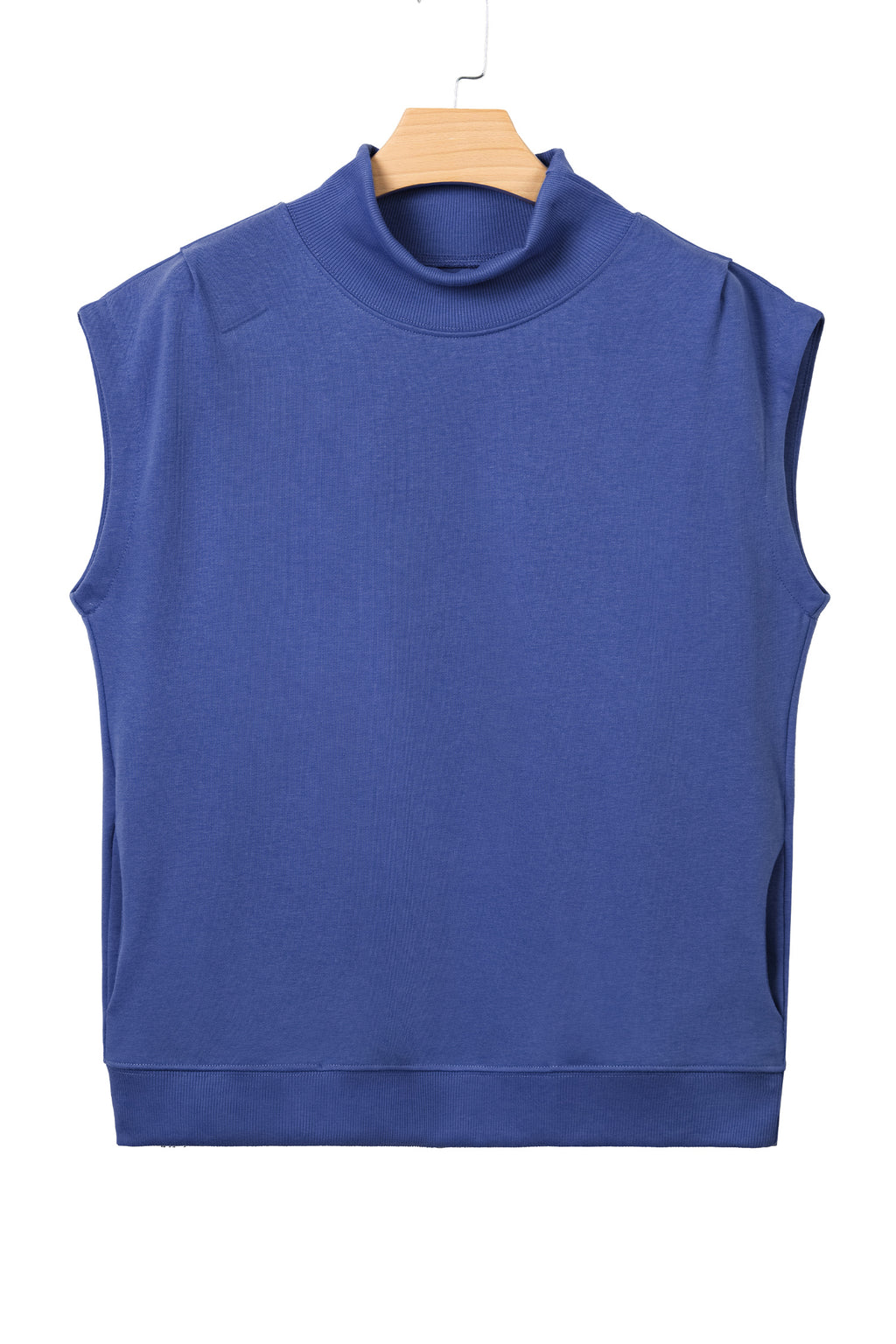 Pink Solid Color High Neck Cap Sleeve Loose Top